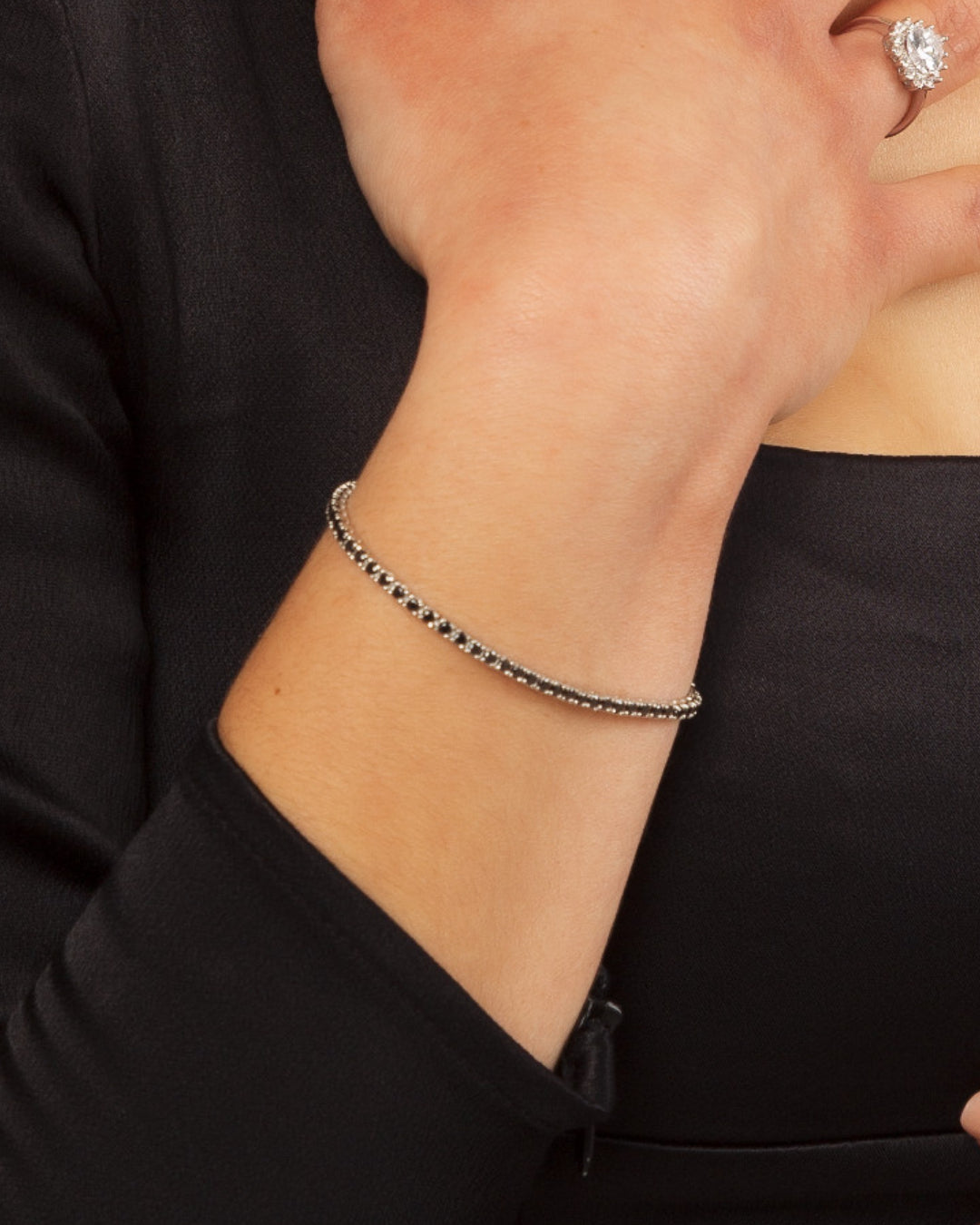 Bracciale Tennis Nero in Argento 925